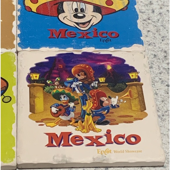 Epcot Disney Parks COASTERS Mexico set w/ goofy, Pluto, Donald Duck & Mi… - Picture 2 of 6